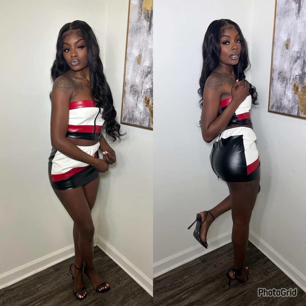 Stylish Strapless Red and Black Mini Dress